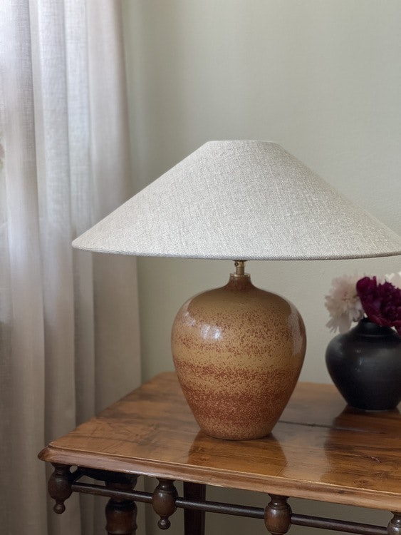 Gunnar Nylund Brown Stoneware Table Lamp for Rörstrand. 1940s.