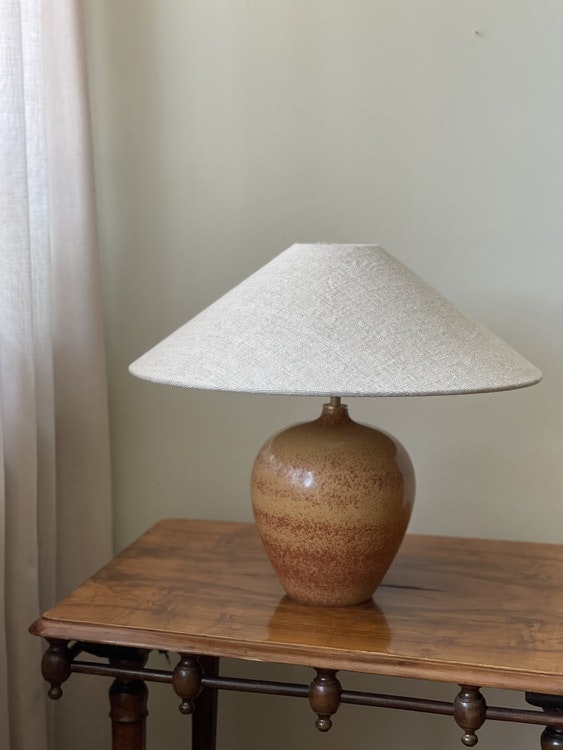 Gunnar Nylund Brown Stoneware Table Lamp for Rörstrand. 1940s.