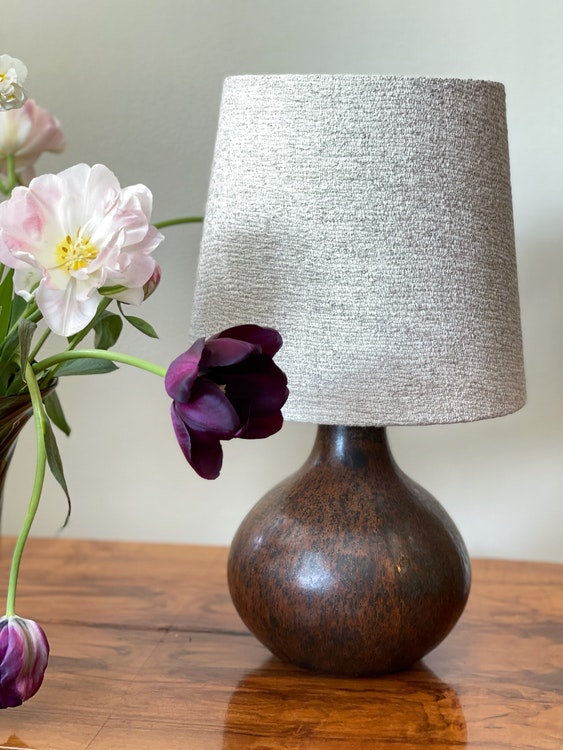 Stålhane Brown Stoneware Table Lamp for Rörstrand. 1950s.