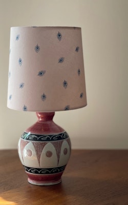 Tilgman Keramik for Pagos Pink Small Stoneware Table Lamp. 1960s.