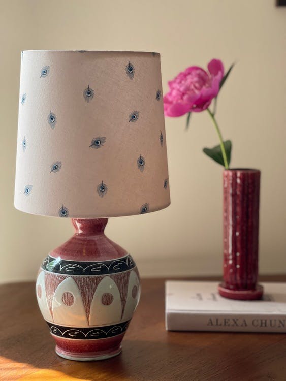 Tilgman Keramik for Pagos Pink Small Stoneware Table Lamp. 1960s.
