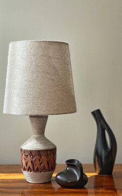 Bitossi Brown & Beige Ceramic Table Lamp. 1960s.