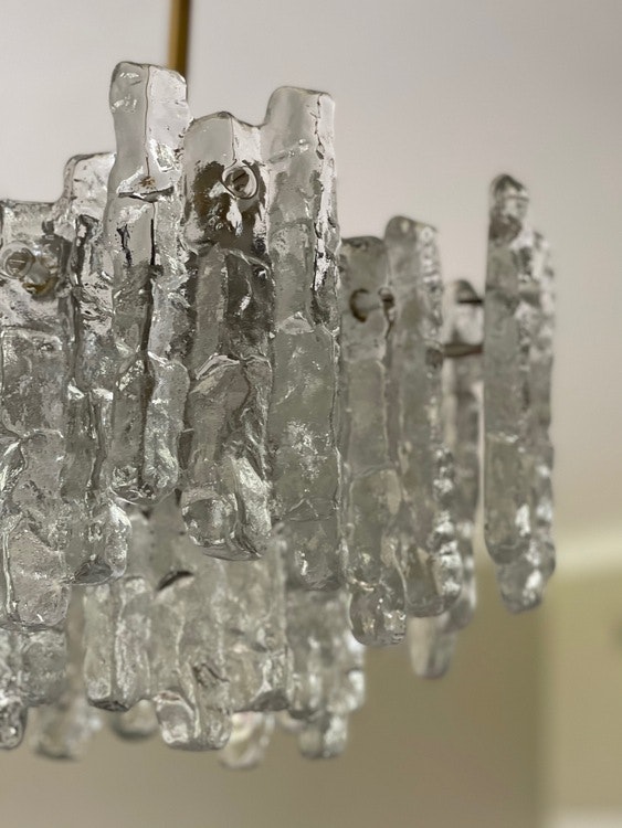 J.T. Kalmar 'Ice Glass' Chandelier. 1970's.