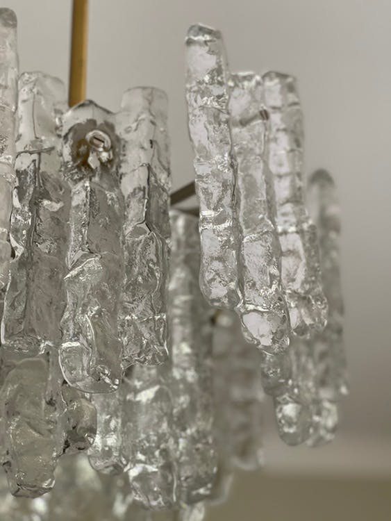 J.T. Kalmar 'Ice Glass' Chandelier. 1970's.