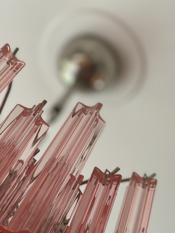 Pink Murano Crystal Chandelier ’Centi’. Medium size.