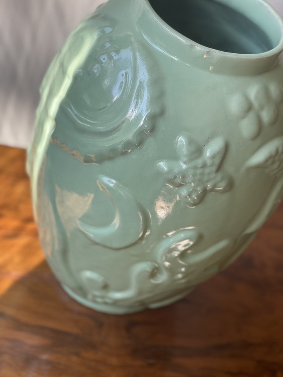 Upsala-Ekeby Green Vase by Anna-Lisa Thomson. 1940s.