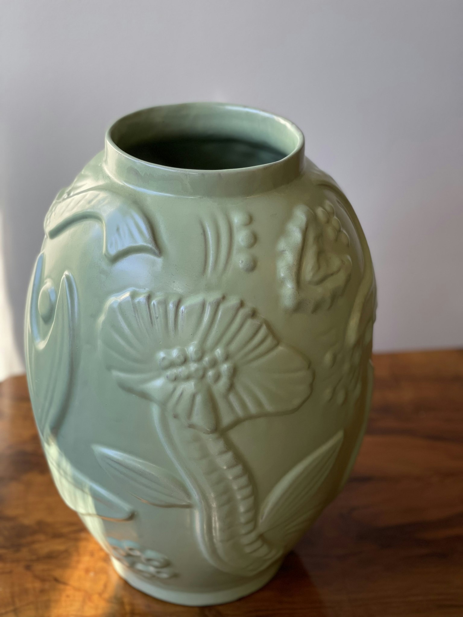 Upsala-Ekeby Green Matte Vase by Anna-Lisa Thomson. 1940s.