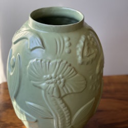 Upsala-Ekeby Green Matte Vase by Anna-Lisa Thomson. 1940s.