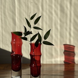 Åseda Pair of Red Glass Vases by Bo Borgström, 1970s.