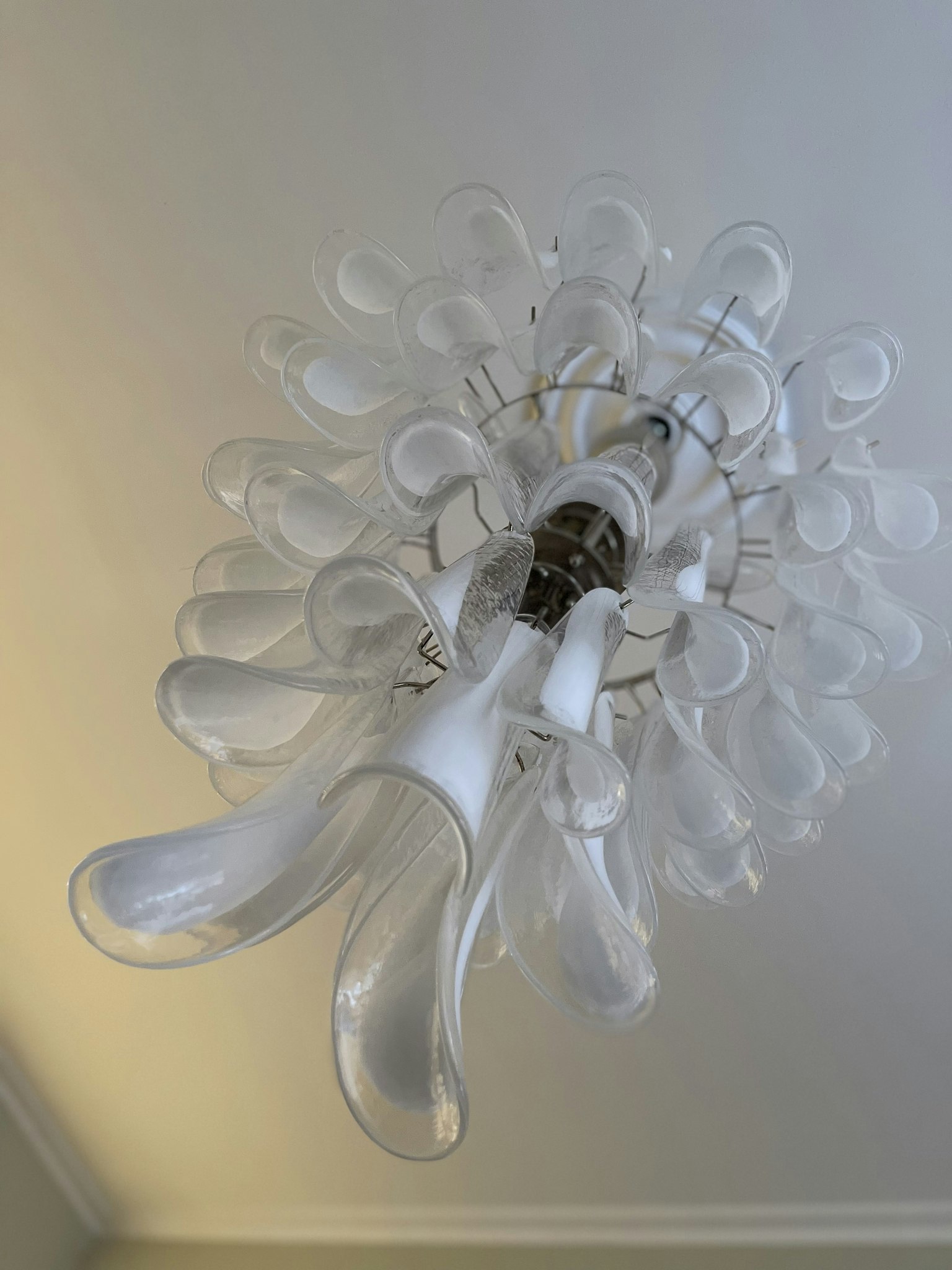 White Murano Chandelier - Mazzega Style - XL