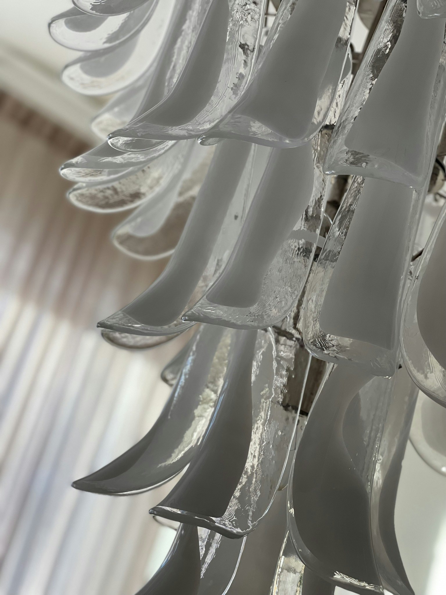 White Murano Chandelier - Mazzega Style - XL