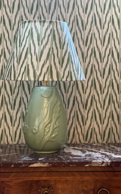 Anna-Lisa Thomson Green Stoneware Table Lamp for Upsala-Ekeby. 1940s.