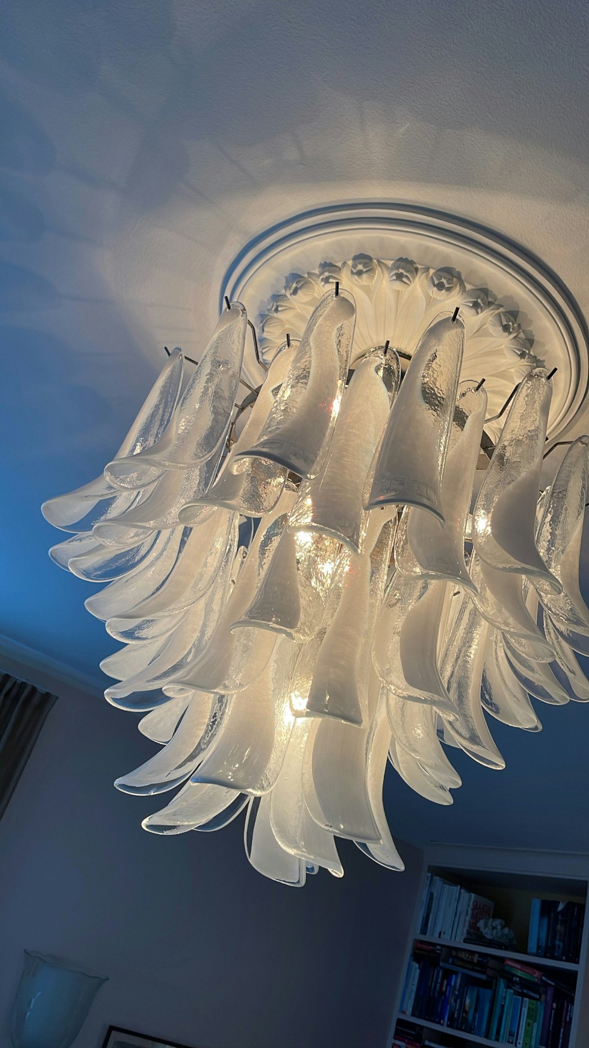 White Murano Chandelier - Mazzega Style - LARGE PLUS