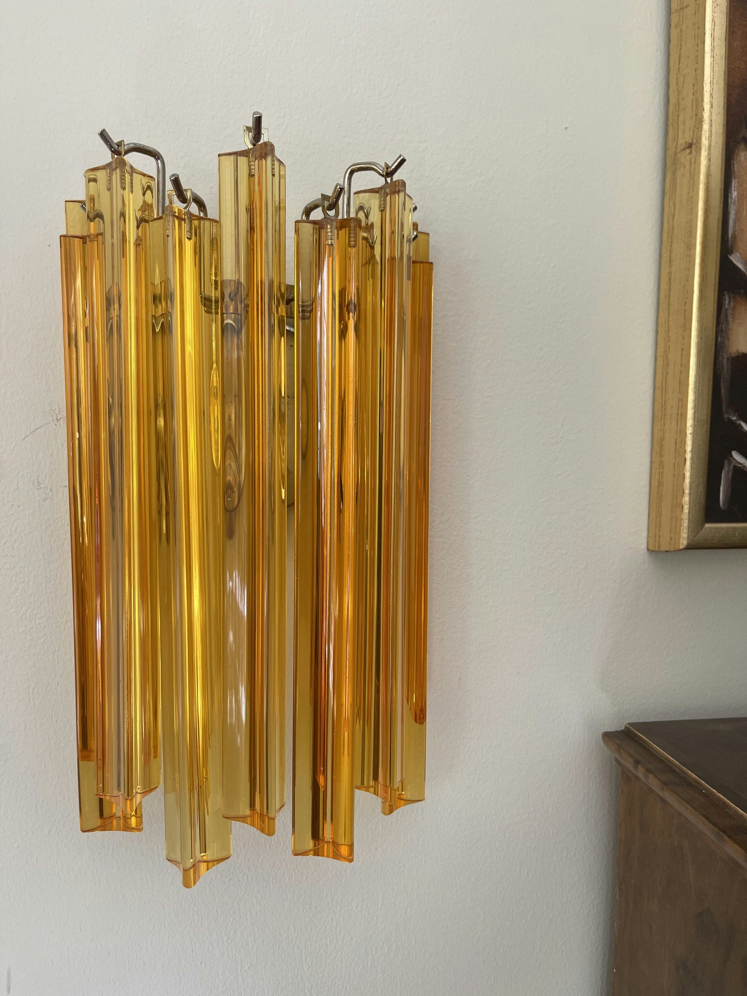 Pair of Murano Wall Lamps 'CLASSIC' Amber