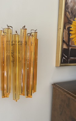 Pair of Murano Wall Lamps 'CLASSIC' Amber