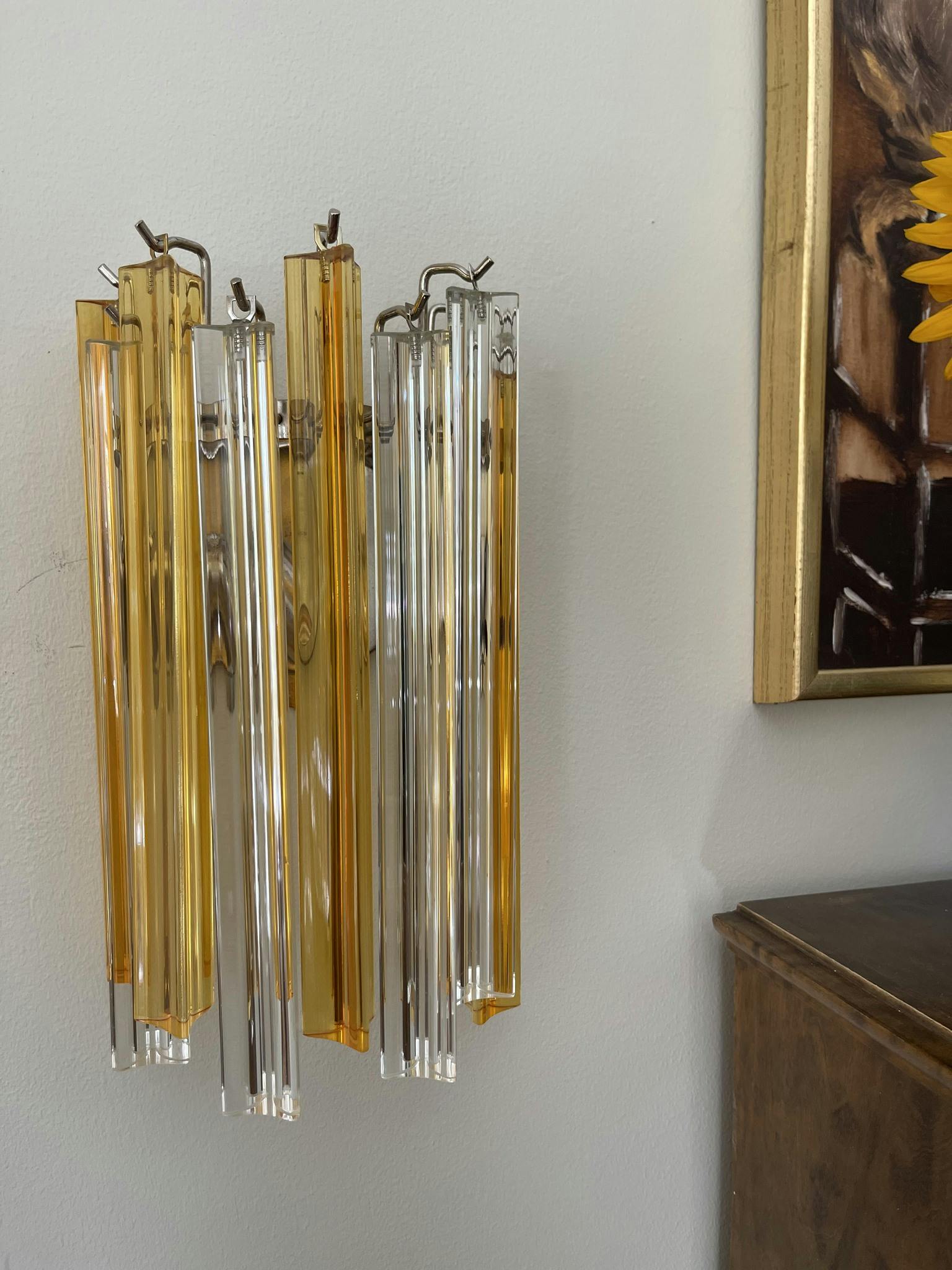 Pair of Murano Wall Lamps 'CLASSIC' Stripe