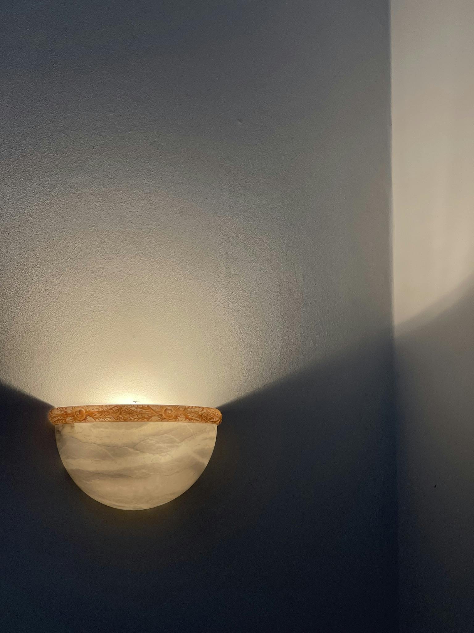 Pair of Alabaster Wall Lamps