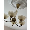 Orrefors 5-armed Chandelier with textured glass shades