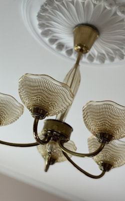 Orrefors 5-armed Chandelier with textured glass shades