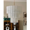 Murano Chandelier 'Tubular'. Large. Golden Lamp Base.