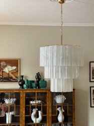 Murano Chandelier 'Tubular'. Large. Golden Lamp Base.