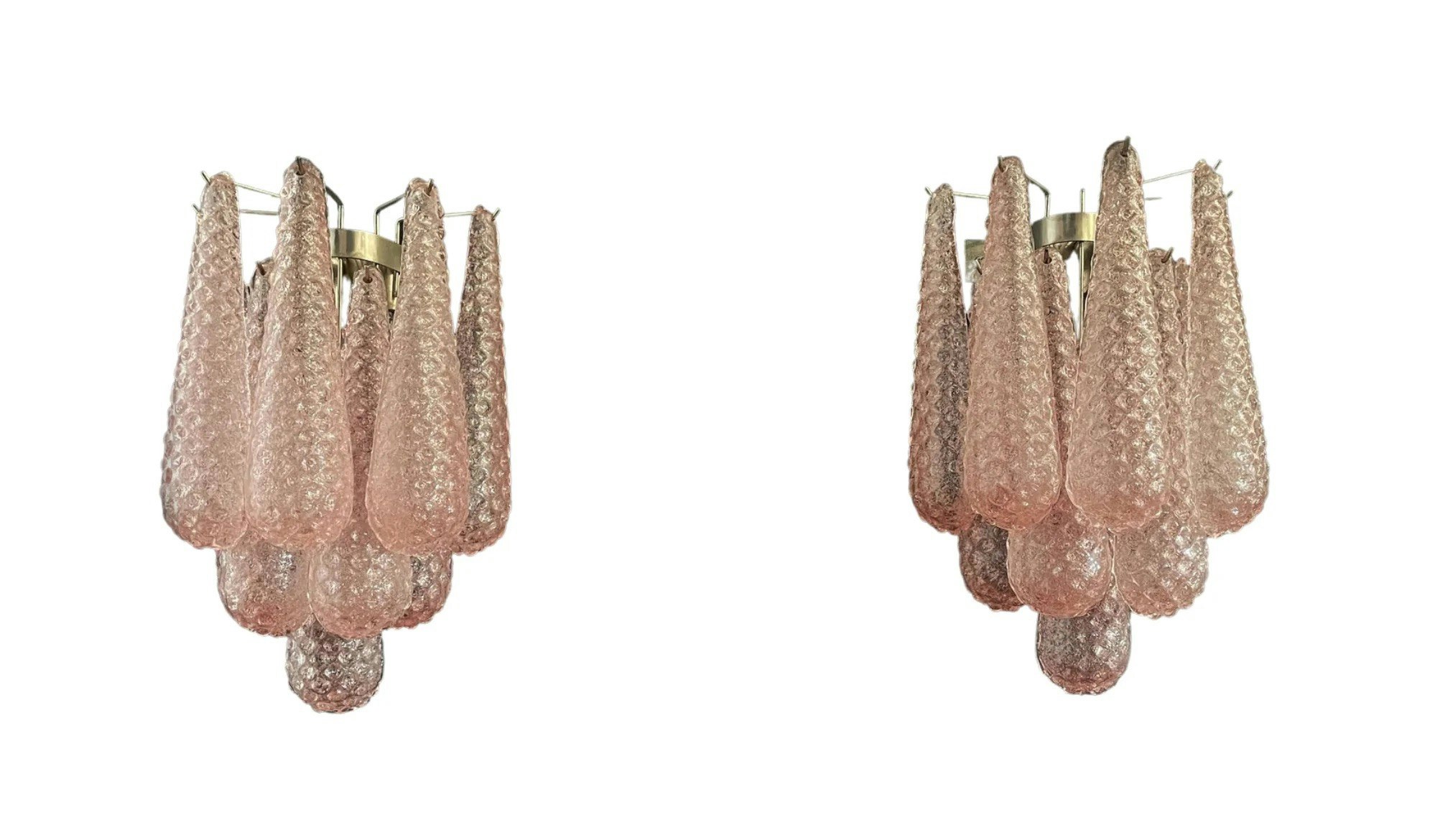 Pair of Murano Wall Sconces 'DROP' in pink.