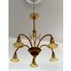 Murano Chandelier 5-armed in Amber. 1970's.