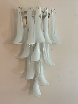 Pair of Murano Wall Lamps Mazzega in white.