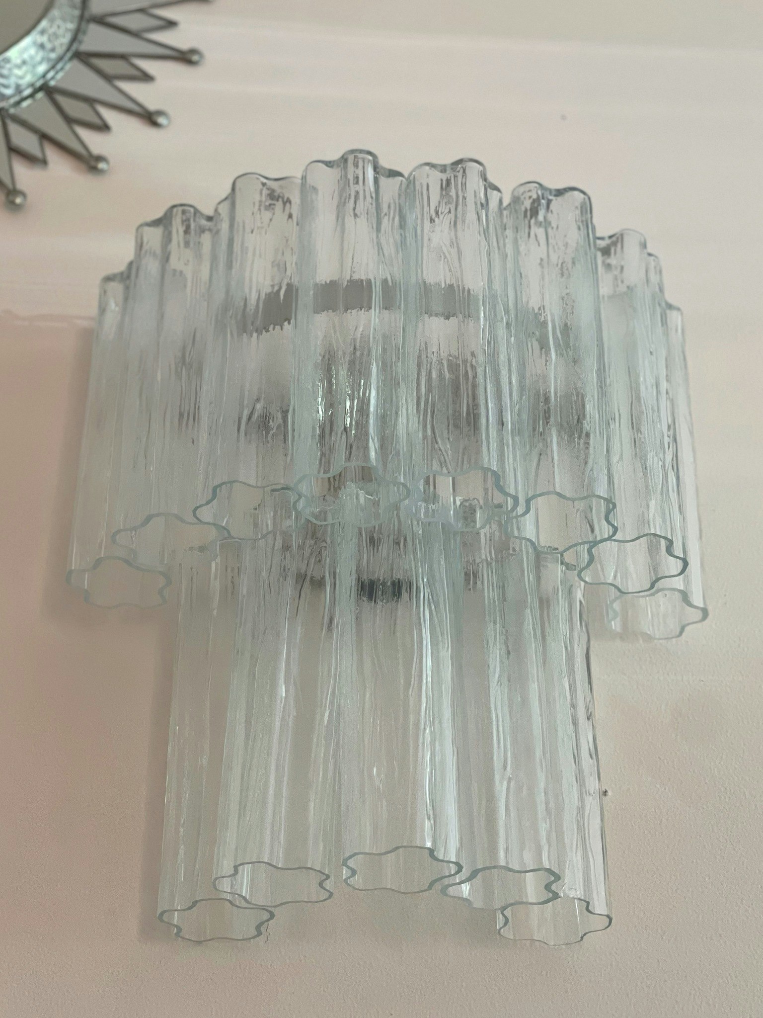 Murano Wall Lamp 'TUBULAR' small size in Clear glass.