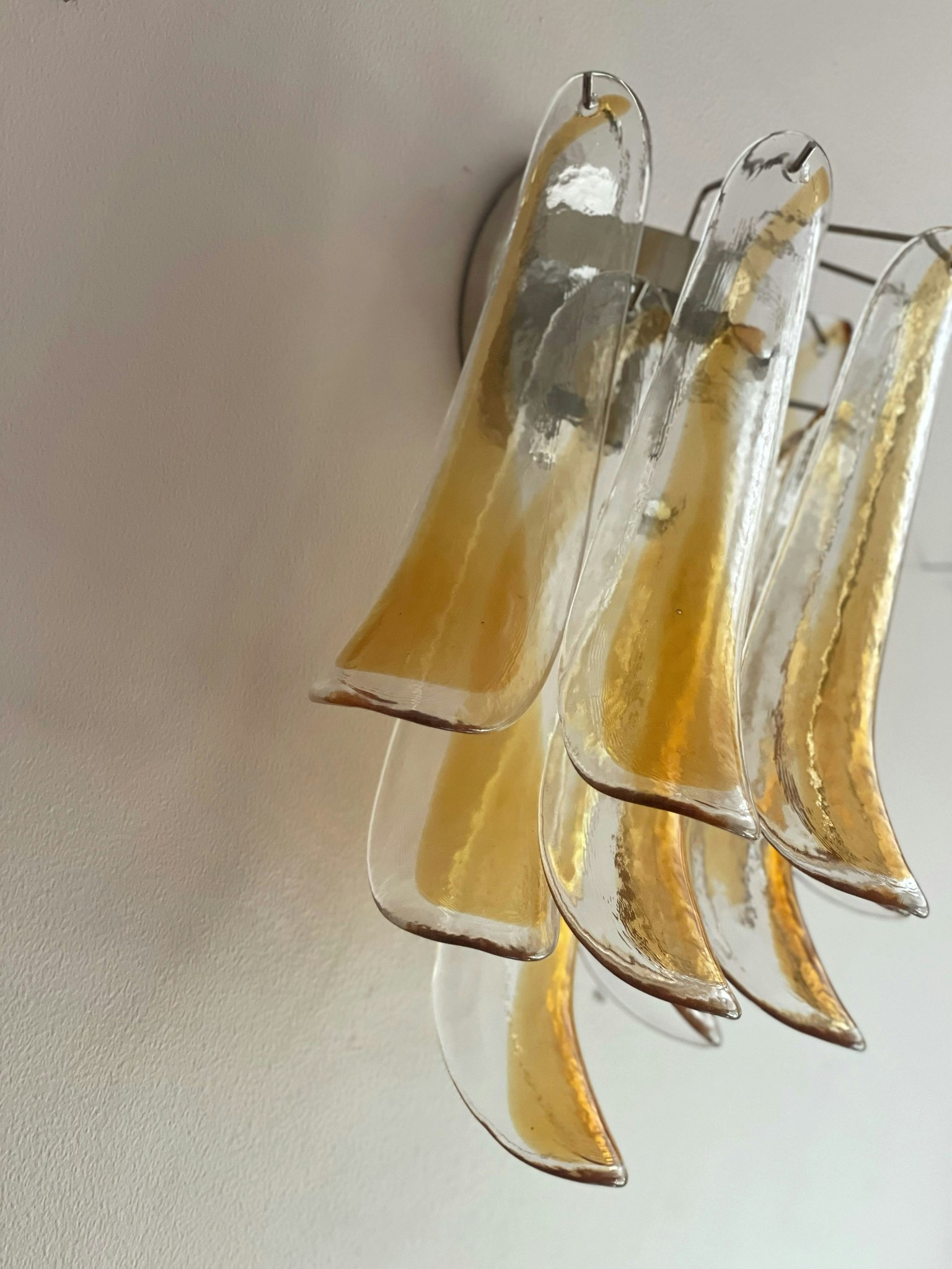 Pair of Murano Wall Lamps in amber & clear