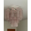 Pink Murano Chandelier 'Tubular'. Medium size. Short height (58 cm).