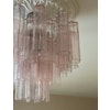 Pink Murano Chandelier 'Tubular'. Medium size. Short height (58 cm).