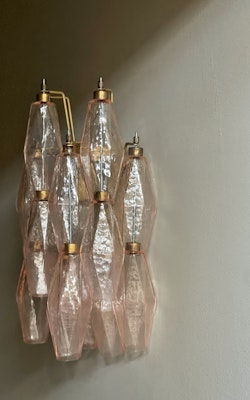 Murano Glass Wall Lamp 'SEDICI' in Pink.
