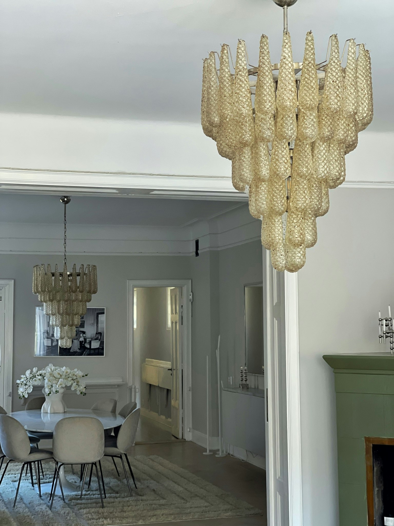 Murano Glass Chandelier 'Drop'. Large Size. Amber.