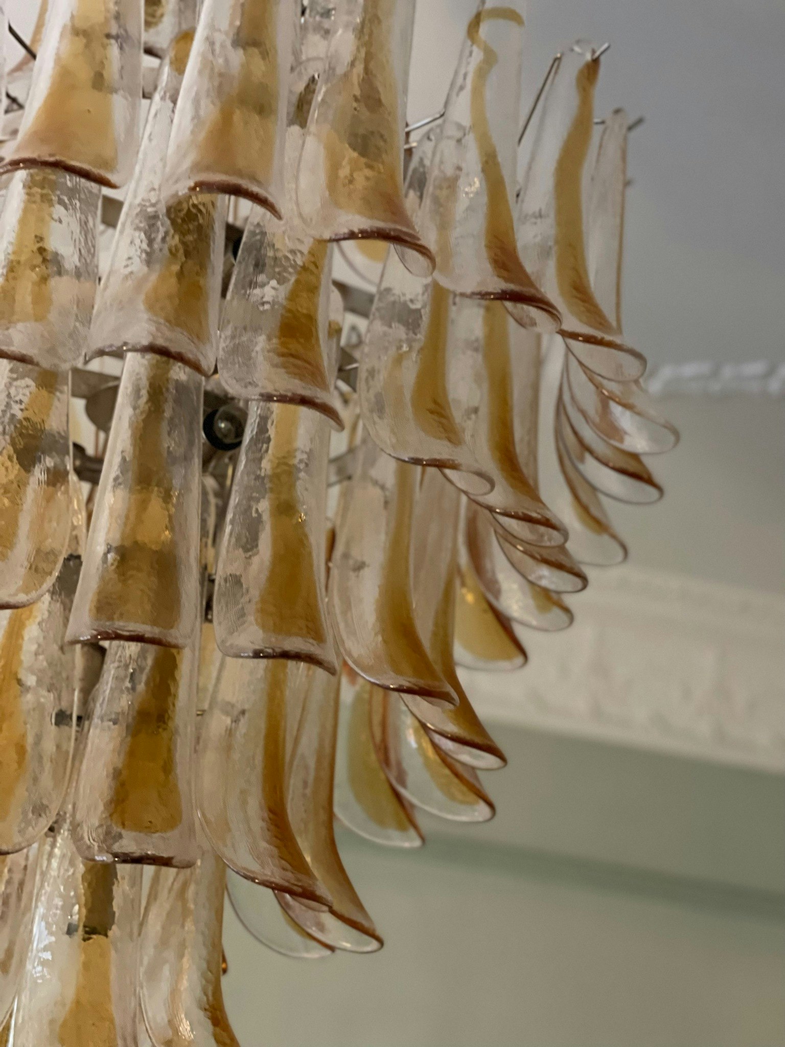 Sand Colored Murano Chandelier - Mazzega Style - GIANT
