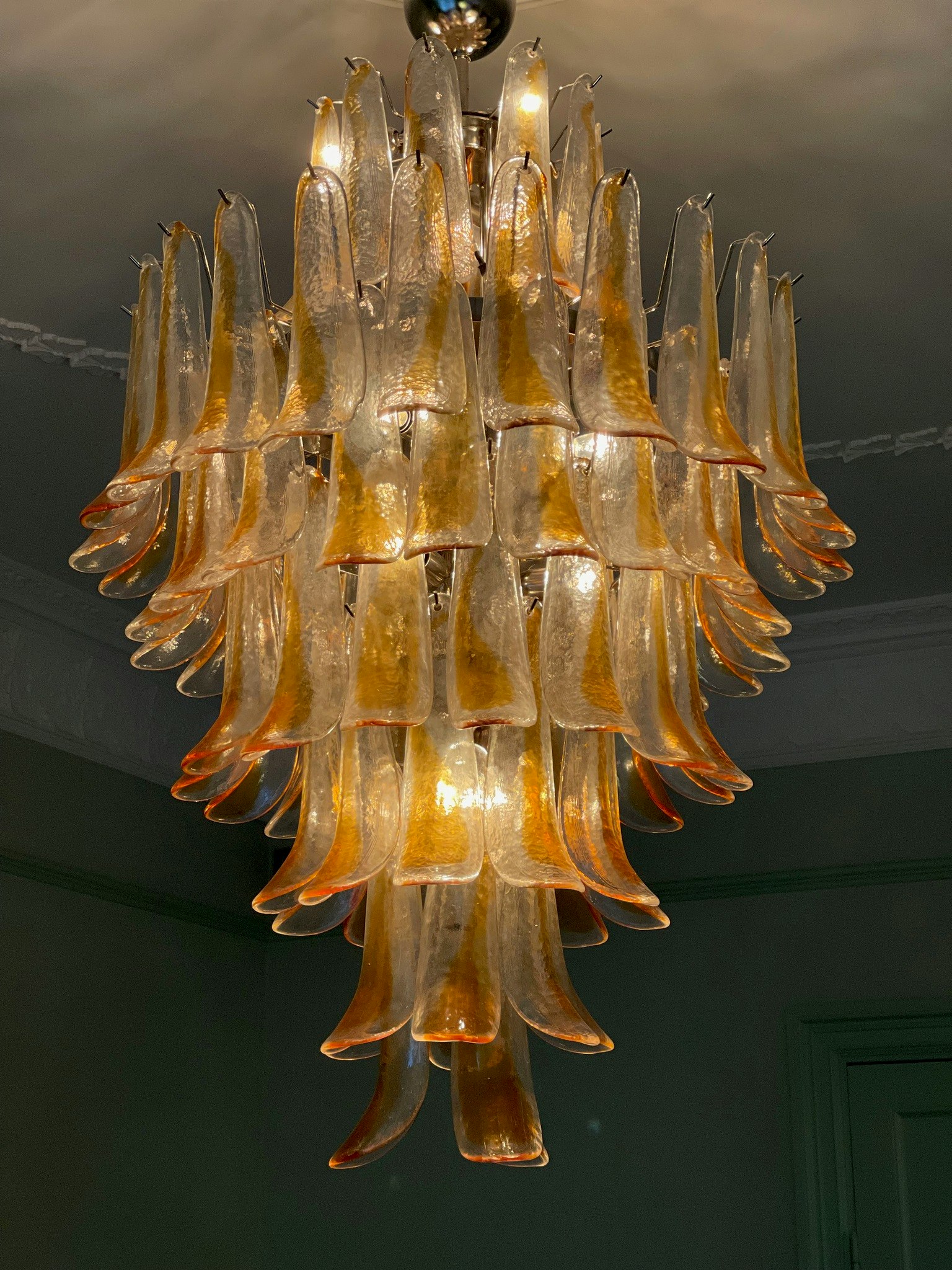 Sand Colored Murano Chandelier - Mazzega Style - GIANT