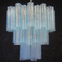 Murano Chandelier 'Tubular'. Large size in Turquoise.