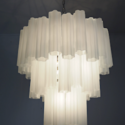 Murano Chandelier • TUBULAR in DIAMOND form • white matte glass.