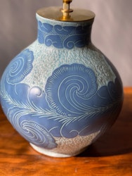Josef Ekberg "Sgraffito" Large Table Lamp for Gustavsberg