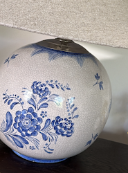 1950's Chinese Table Lamp in white and blue.