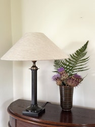 Neoclassical Table Lamp in patinated metal. 1940s.