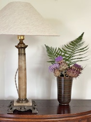 Onyx and Brass Column Table Lamp. 1920's.