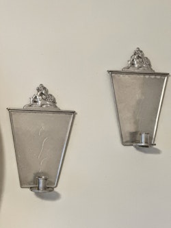 Pair of Swedish Grace Pewter Candlesticks by C G Hallberg. 1920s.
