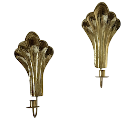 Arvika Pair of Brass Wall Candlesticks by Lars Holmström, Sweden, 1960s