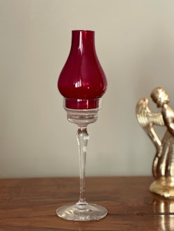 Lindshammar Red Glass Candlestick for Tea Light.