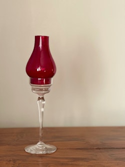 Lindshammar Red Glass Candlestick for Tea Light.