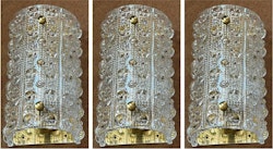 Set of 3 Orrefors Crystal Glass Sconce 'Venus' RD 2002. 1960s.