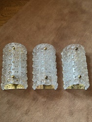 Set of 3 Orrefors Crystal Glass Sconce 'Venus' RD 2002. 1960s.