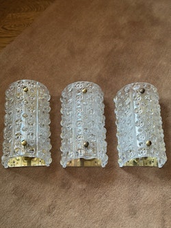 Set of 3 Orrefors Crystal Glass Sconce 'Venus' RD 2002. 1960s.