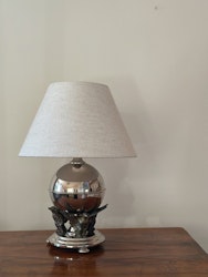 Round Pewter Art Deco Table Lamp. Swedish 1930s.